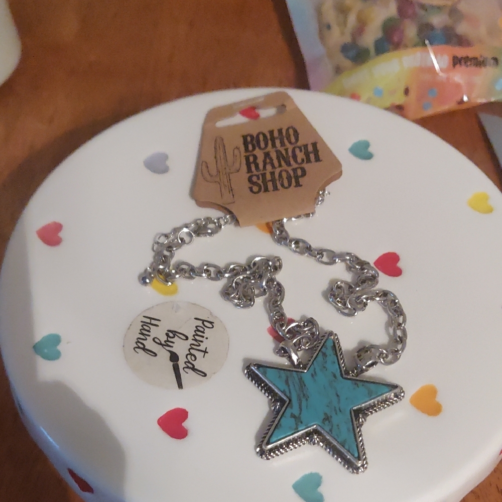 Silver and Turquoise Star Necklace